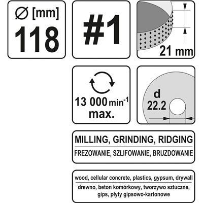 Frez Tarnikowy 118Mm Szlifowania Frezowania Yato