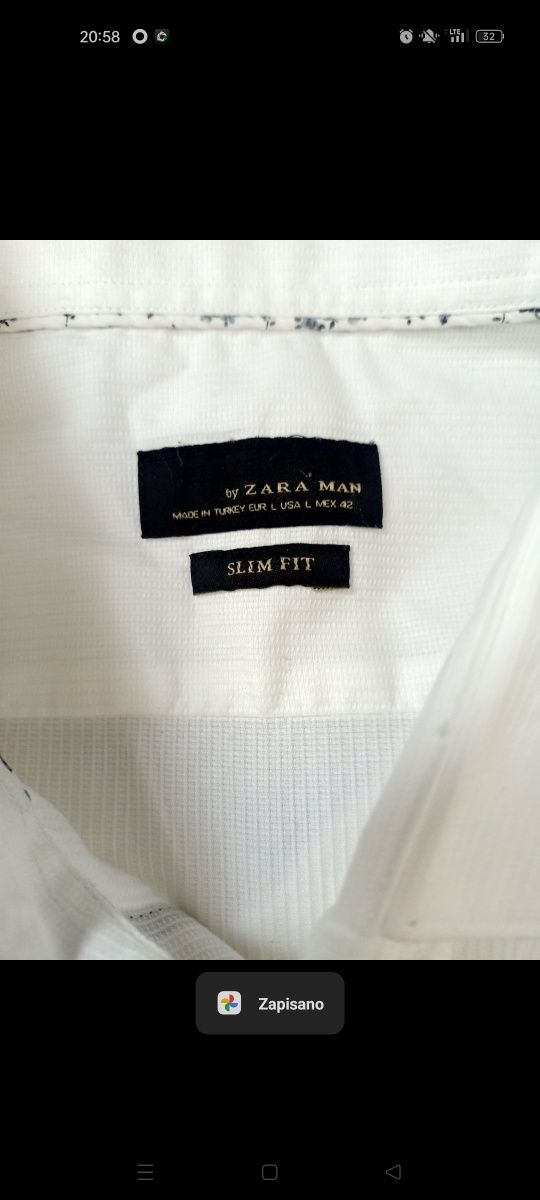 Zara biała koszula męska slim fit rozmiar L długi rękaw