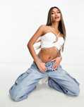 Asos Design 36 S Biały Wiązany Top Stylowy H13192