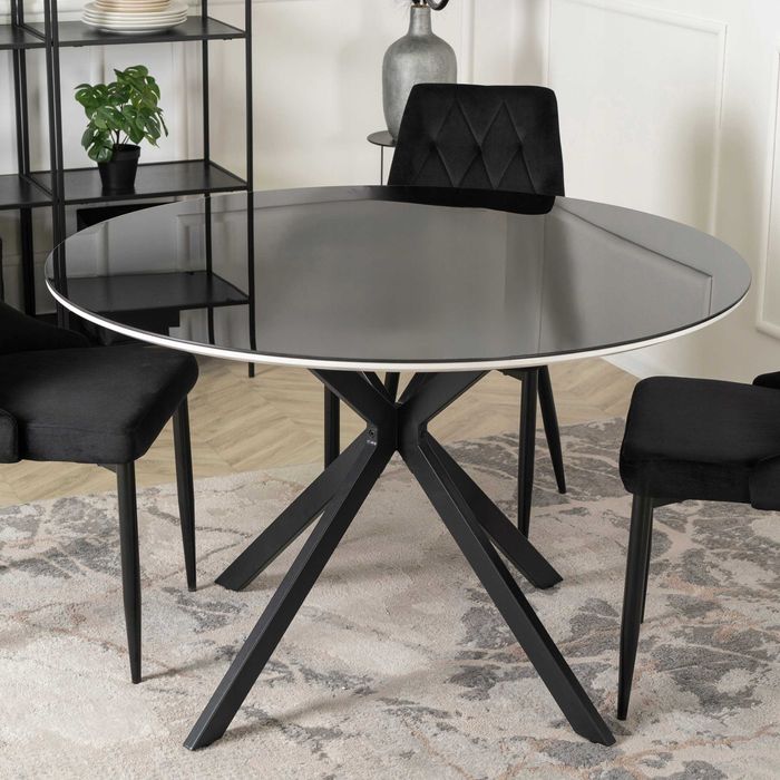 Stół Okrągły 120 Szklany Nowoczesny Do Jadalni Czarny ALLEN