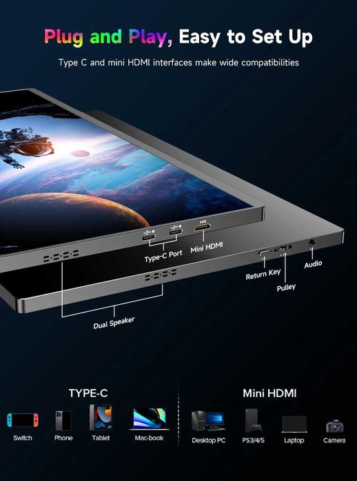Портативний монітор UPERFECT UColor T6 16'' 4K 1200 nits IPS USB-C