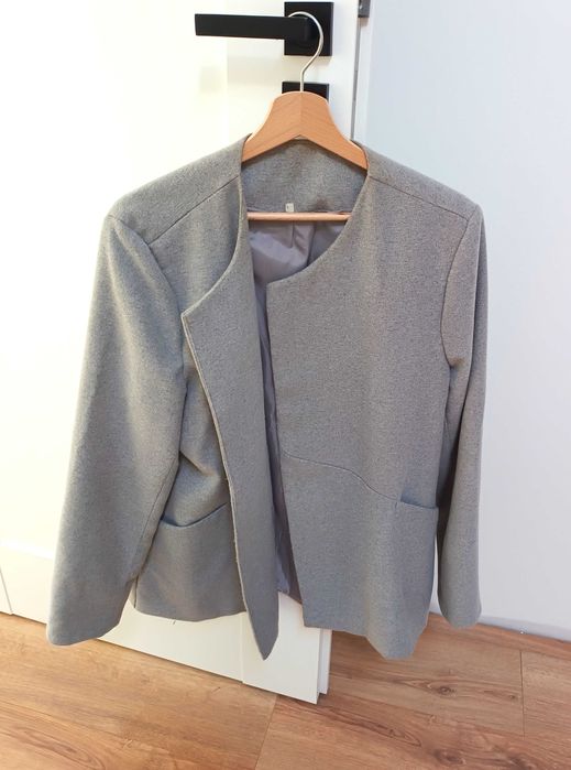 46-48 4XL XXXL szary żakiet szara damska marynarka jesienna na jesien