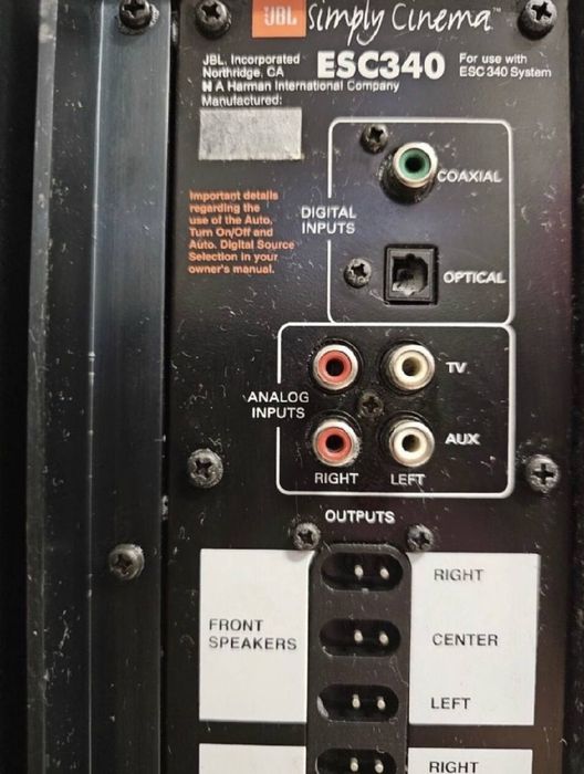 5.1 Subwoofer JBL ECS 340. 450 W , Głośnik niskotonowy