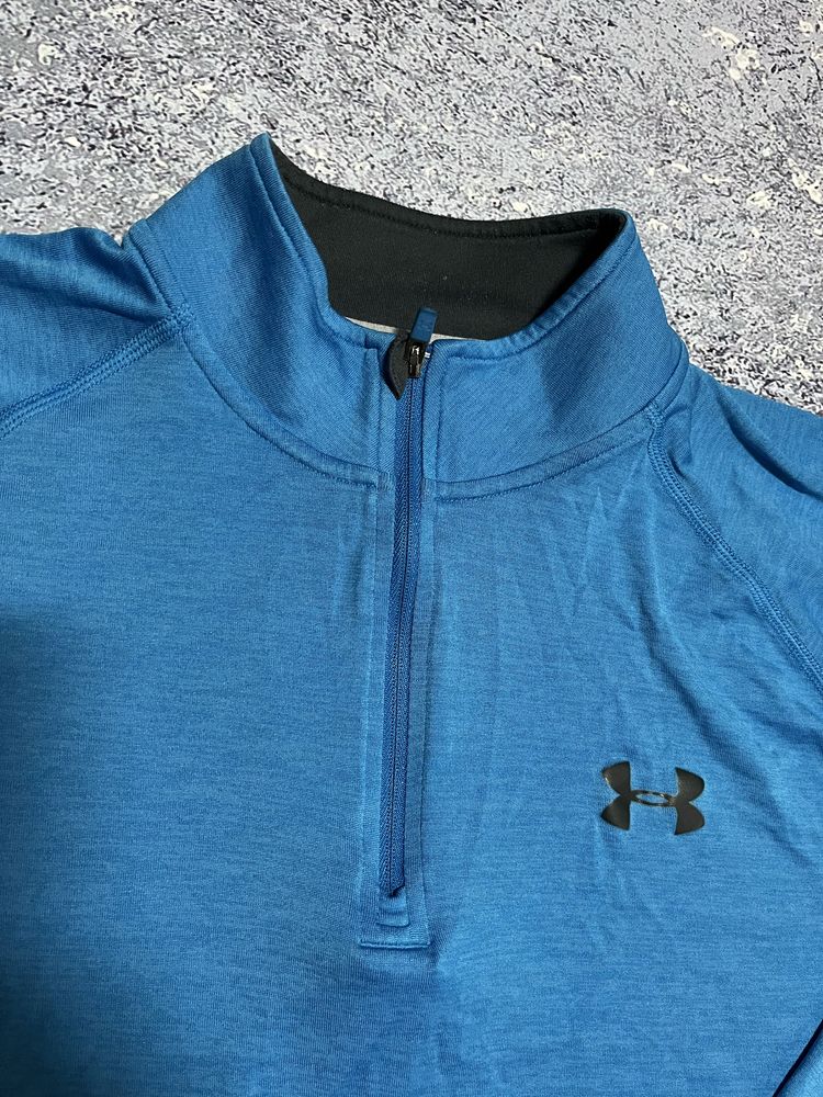 Голубая спортивная 1/3 кофта лонгслив мужской Under armour (Оригинал)