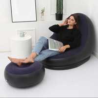 Надувне крісло диван 2в1  до 150 кг Чорний з фіолетовим (51530)