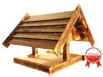 Drewniany Karmnik ECO Solidny Dla Ptaków BUDKA Domek Świerk 26x26 cm