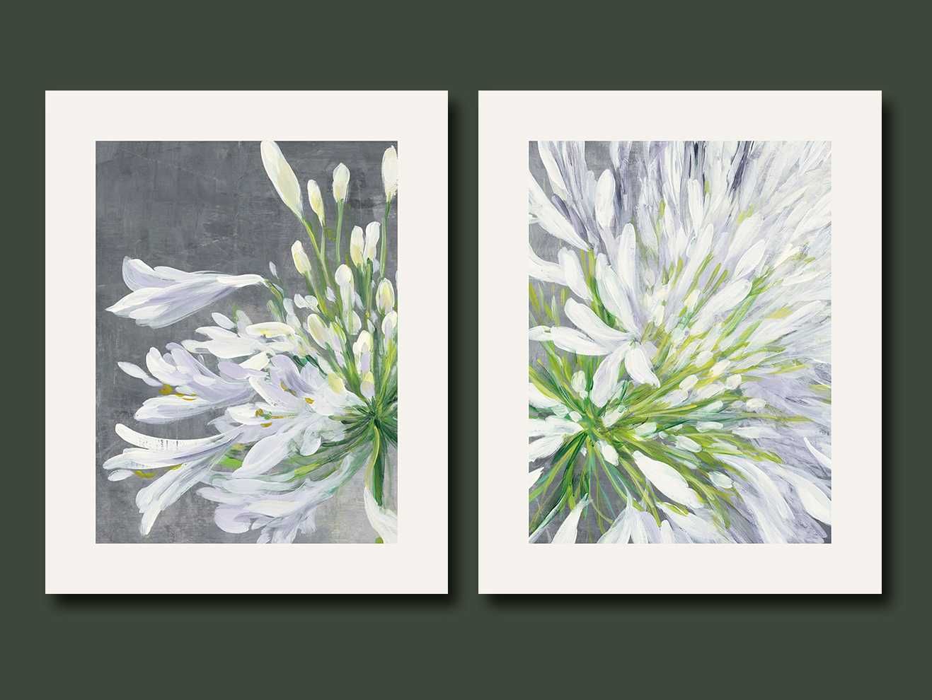 2 piękne plakaty 40x50 białe kwiaty