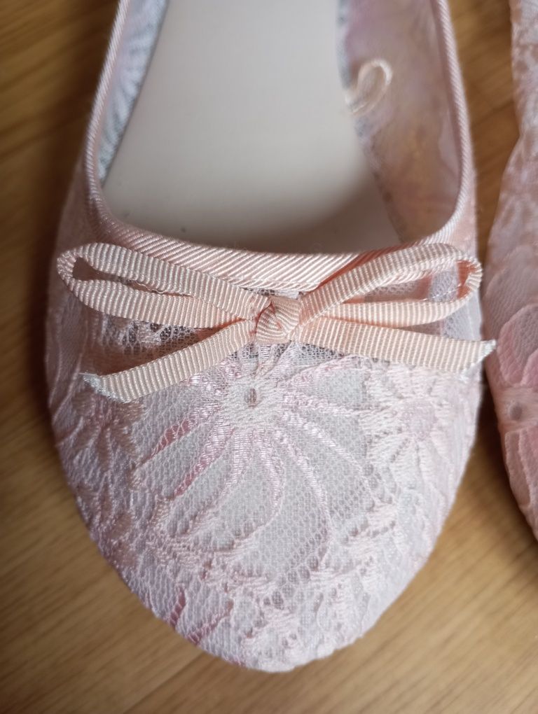 Nowe baleriny koronkowe 39 Primark pudrowy róż
