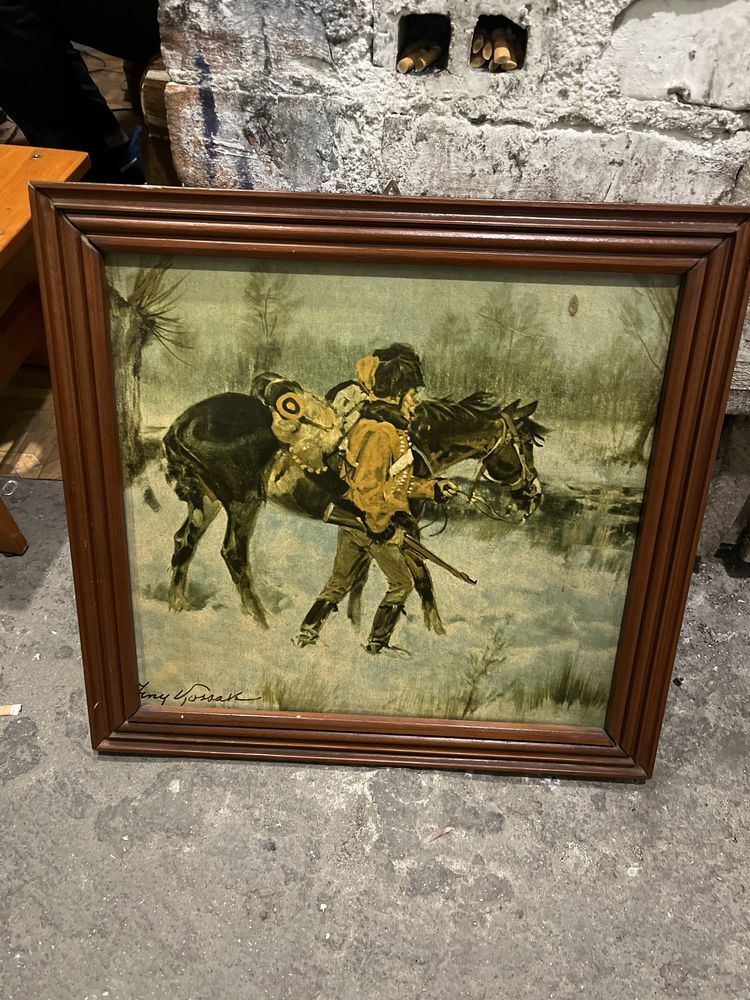 obraz „Huzar z koniem” Jerzy Kossak