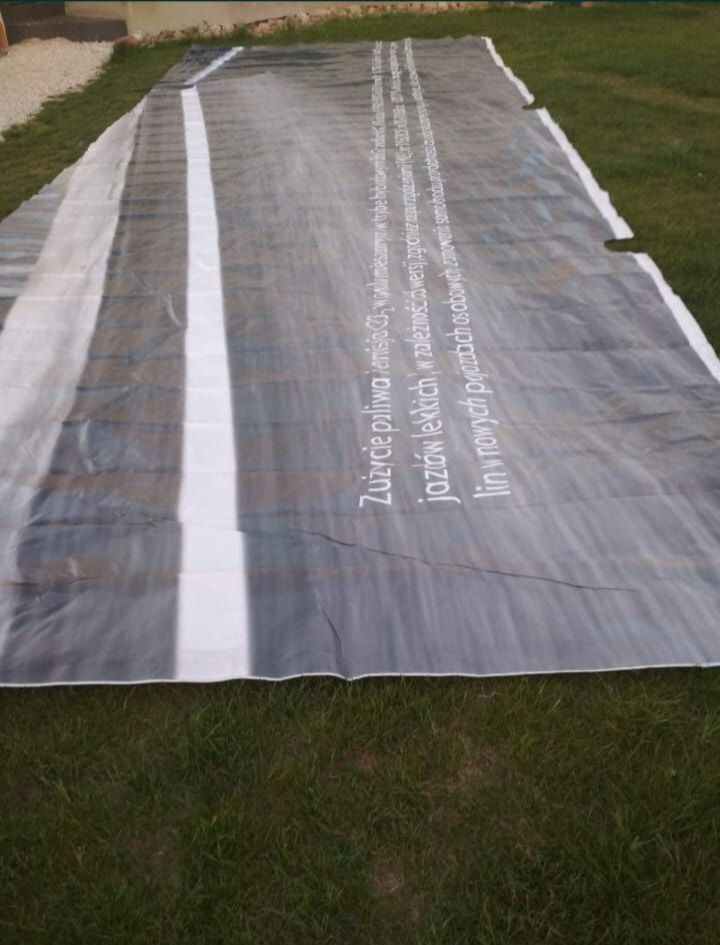 Plandeka, baner, gruba folia gramatura około 500g/m2 24m*7,5m