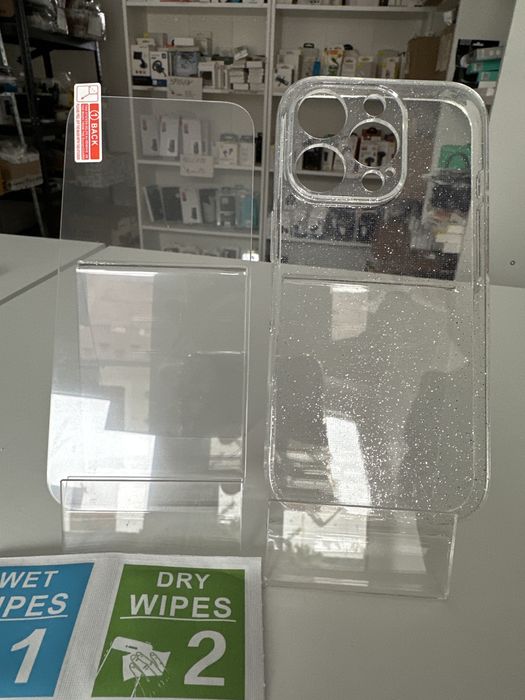 Szkło hartowane i etui brokat do IPHONE 16 PRO