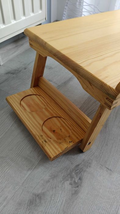 Stolik regulowany do laptopa lub śniadanie do łóżka. Drewniany