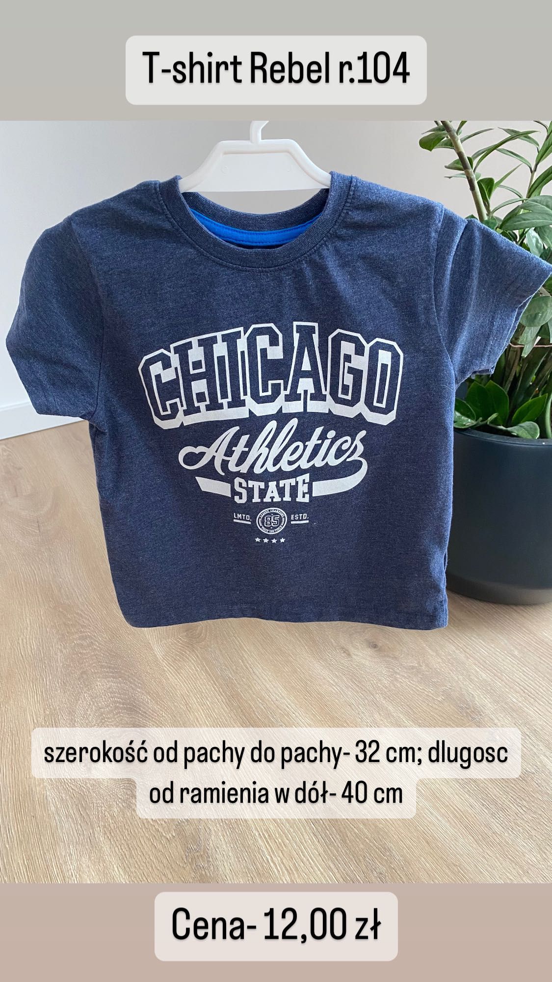 Granatowy t-shirt dla chłopca Rebel z napisem Chicago  104