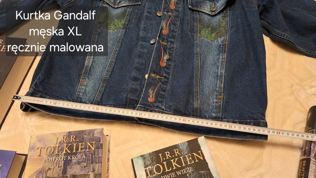 Kurtka Gandalf Tolkien Hobbit dla fana unikat ręcznie malowana