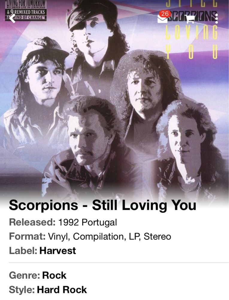 LP vinil - Scorpions “Still loving you”