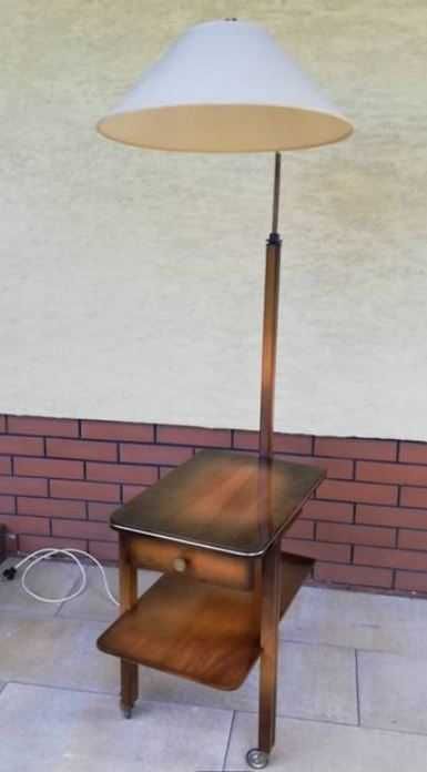 Lampa stolik art deko szufladką lampka stojąca prl szafka stara antyk