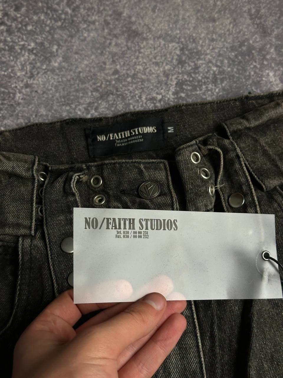 NO FAITH STUDIOS tripp nyc opium archive baggy faded джинси сірі штани