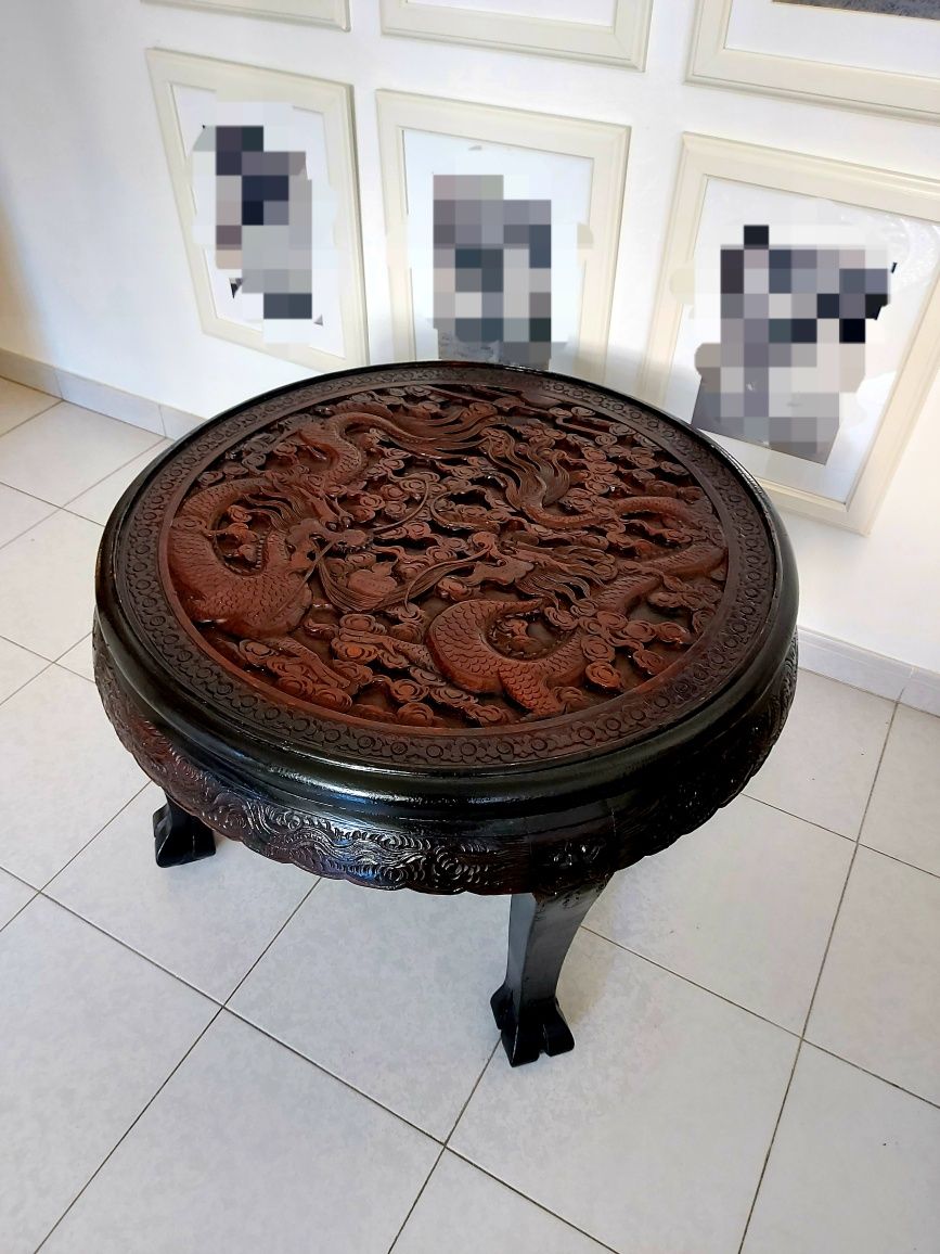 Mesa de apoio chinesa dragão em cânfora Sec. XIX