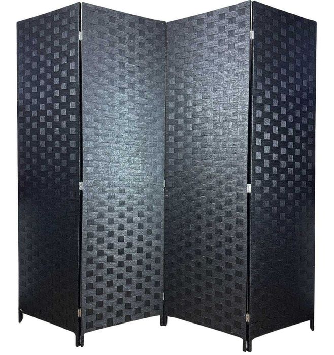 Parawan pokojowy dekoracyjny kotara 4 skrzydła 180x200 czarny pełny