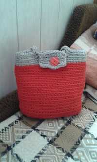 Ręcznie robiona torebka - koszyk ze sznurka bawełnianego