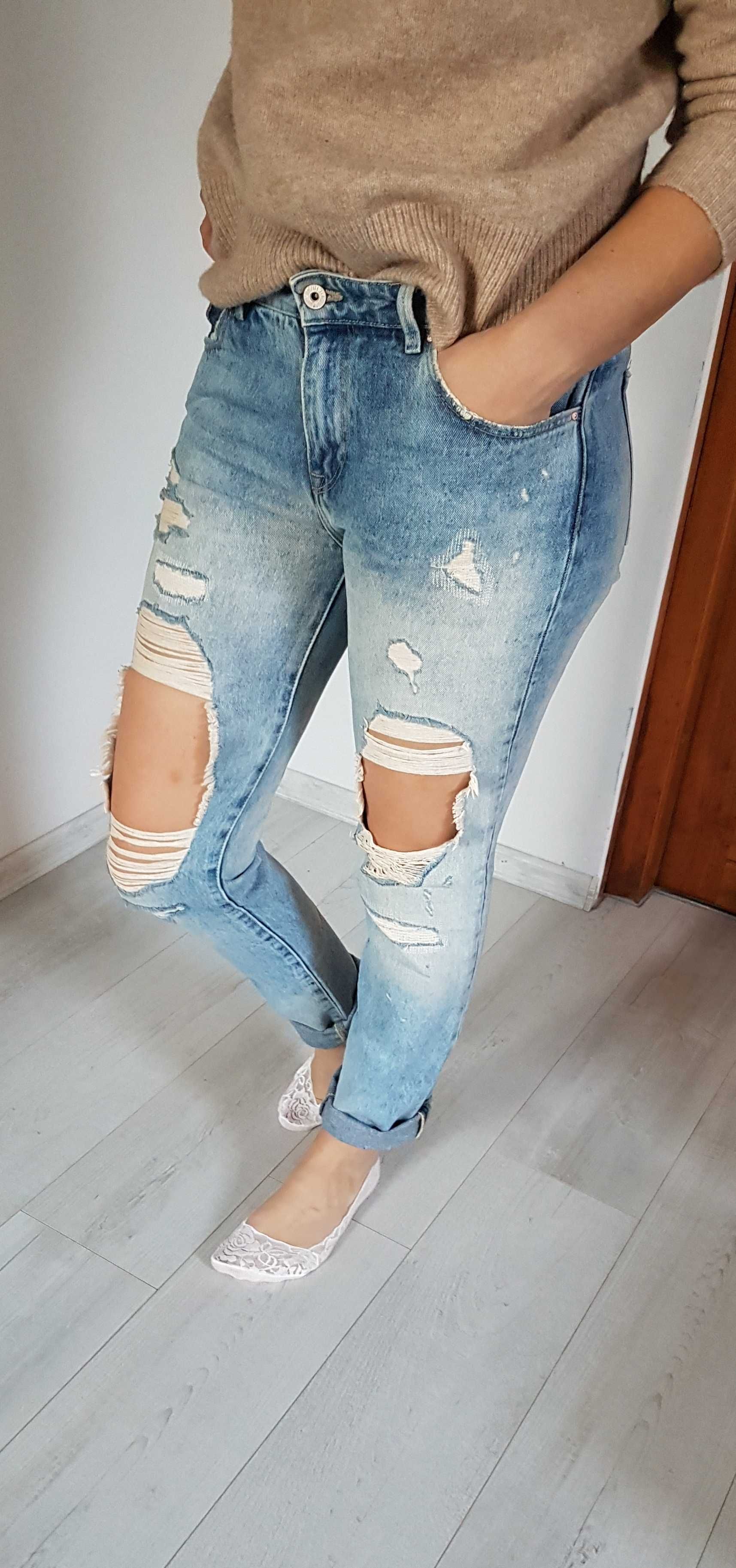 Spodnie jeans Zara rozmiar 38 boyfriend jeans