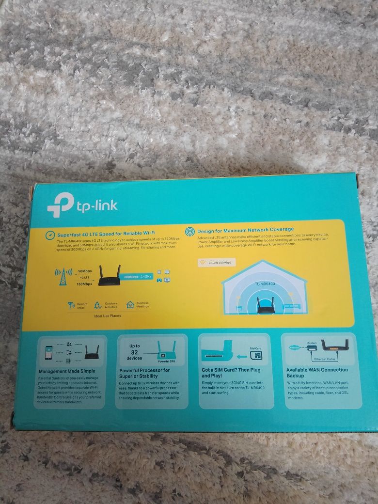 Router TP-Link TL-MR6400.  300Mbps