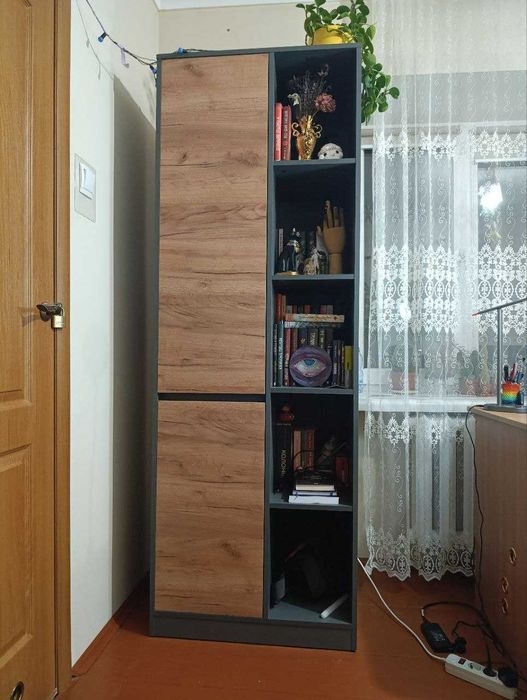 Кімнатний стелаж-шкаф для книг з дверцями