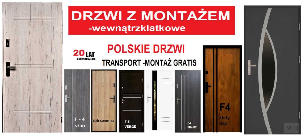 Drzwi wejściowe z MONTAŻEM ,zewnętrzne-wewnętrzne do mieszkania-domu