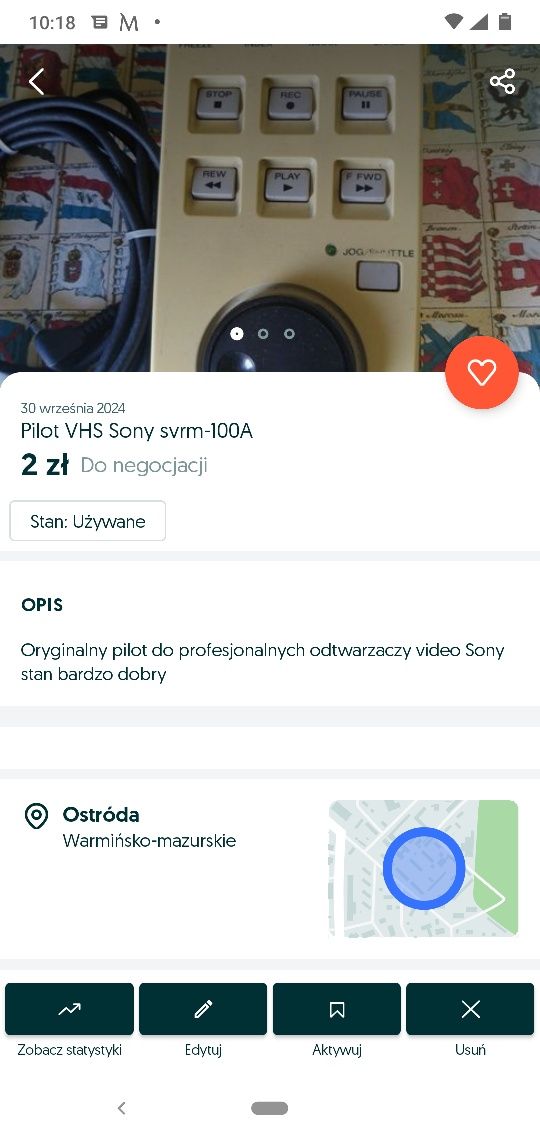 Pilot video VHS Sony svrm -100A