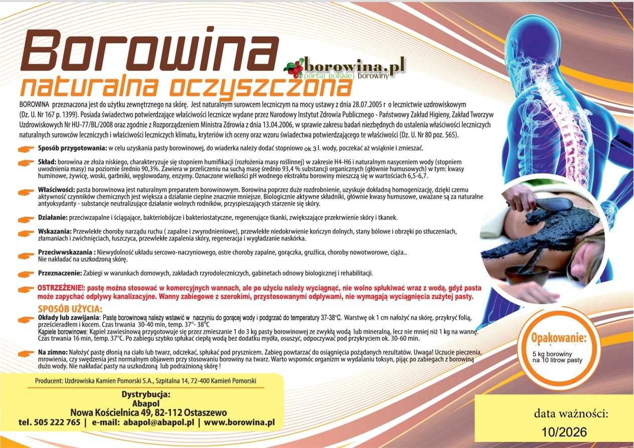 Borowina  drobno mielona pasta borowinowa na 10 kg dla gołębi