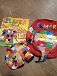 Zestaw fana słonia Elmera plecak, książka, maskotka