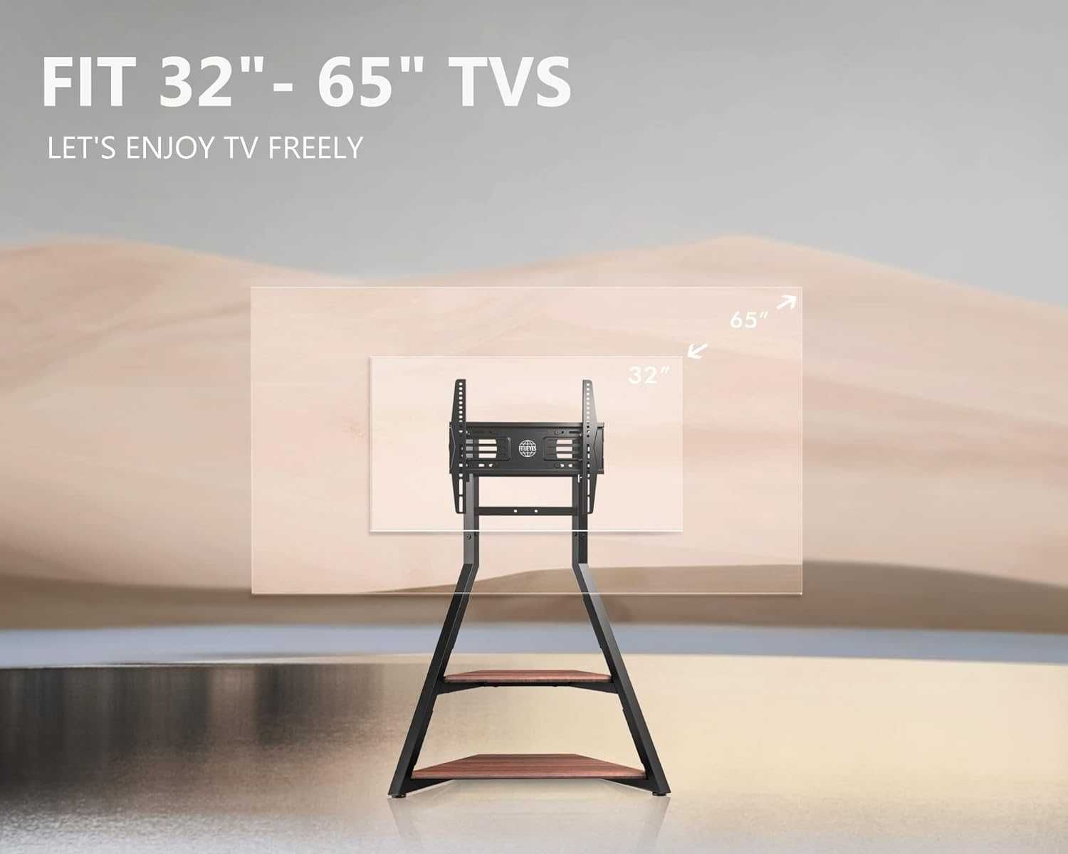 FITUEYES Design mobilny stojak na telewizor na kółkach z 2 półkami