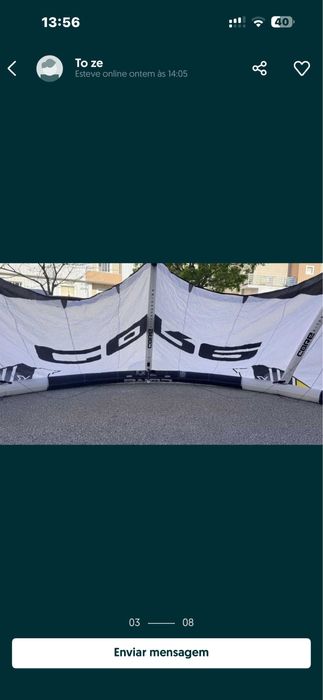 Kitesurf core XR6 12 m Com barra Pro 2.