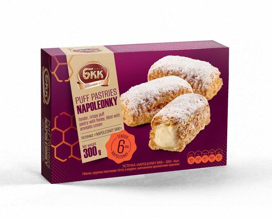 тістечка Napoleonky БКК коробка на 6 шт., флоупак 0,300 кг