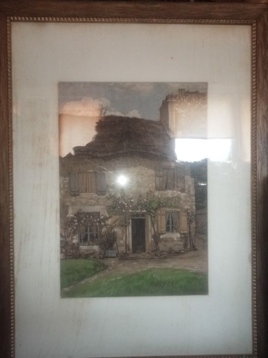 Obraz Gwasz pastel tempera akwarela Henri Dumont 1902r. Secesja. Orygi