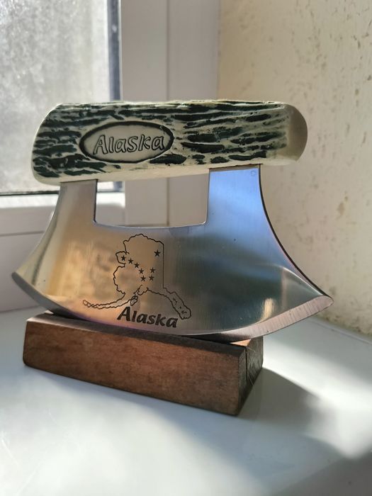 USA Alaska nóż Ulu uchwyt imitacja rogu Karibu pierwsze ostrzenie fabr