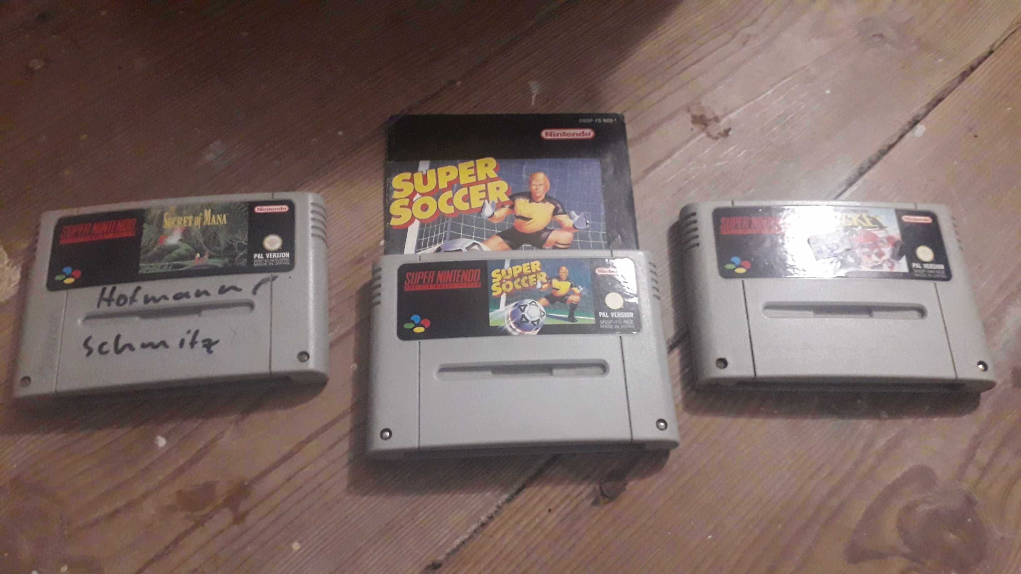 3 jogos SNES Pal - Secret of Mana, Super Soccer e Super Hockey