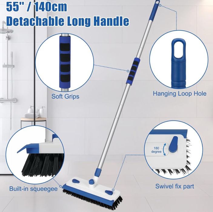 Qaestfy Szczotka do czyszczenia podłóg z długim uchwytem 140cm