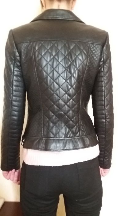 Нова шкіряна куртка з Турції, косуха чорна курточка