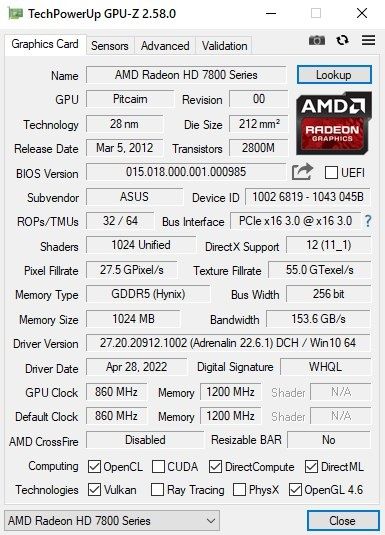 Відеокарта AMD Radeon hd7850 1Gb