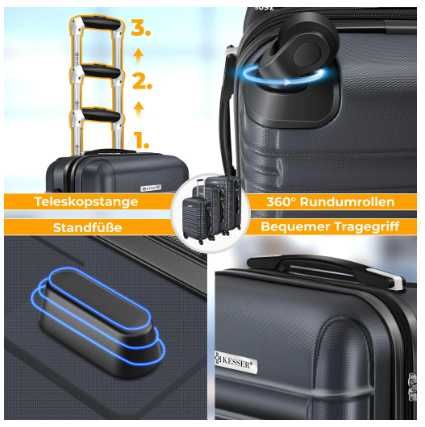 Walizki z twardą skorupą zestaw 3-częściowy KESSER