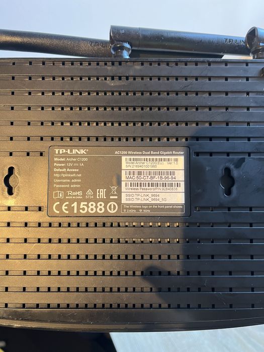 TP-LINK ARCHER-C1200 router 2.4 GHz, 5 GHz