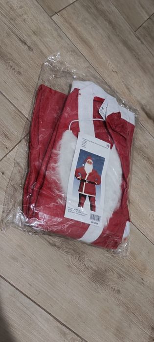 Strój Świętego Mikołaja zestaw nowy czapka broda spodnie kurtka pasek