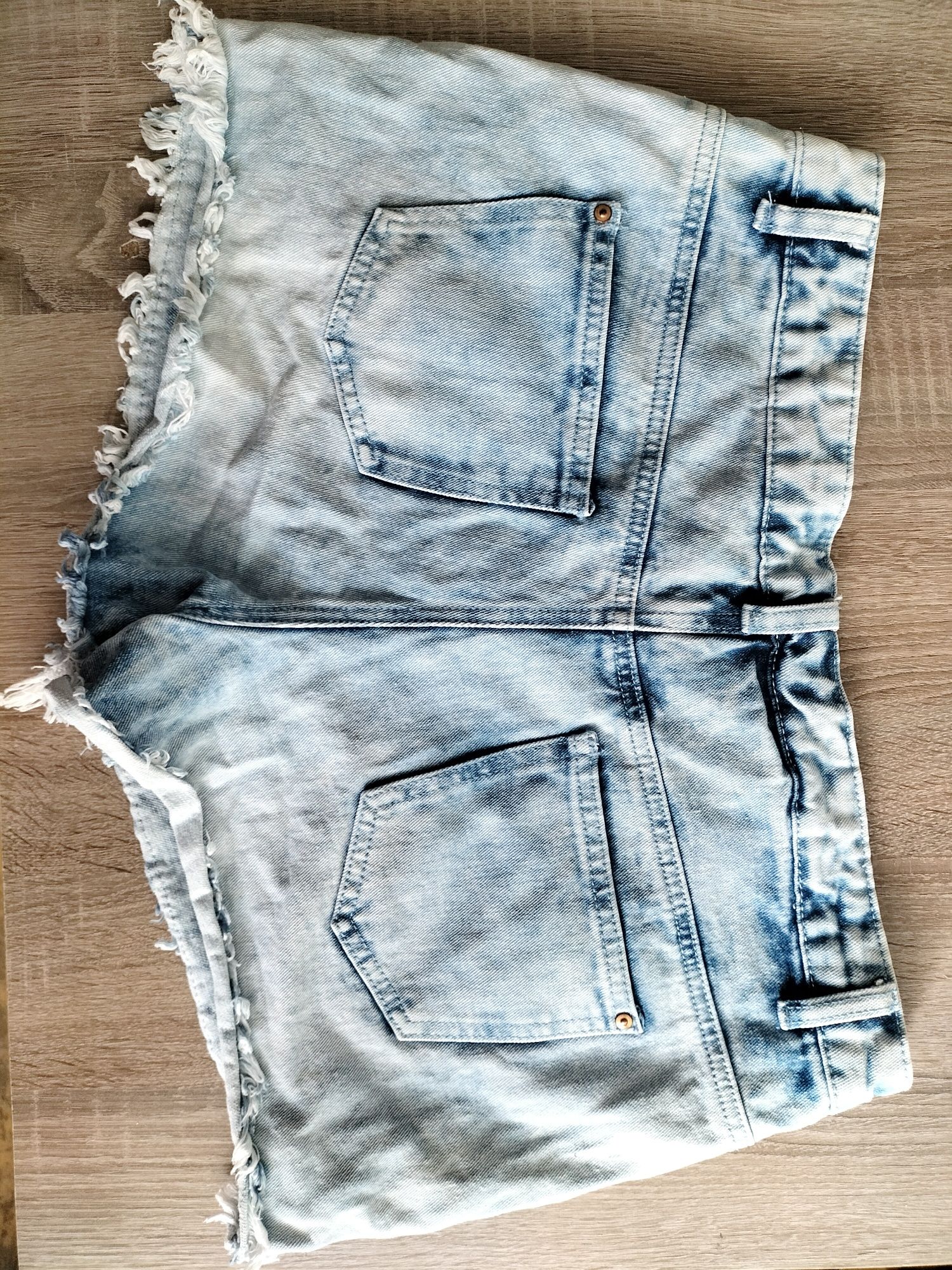 Szorty jeansy jeansowe spodenki krótkie koronka marmur xl 42