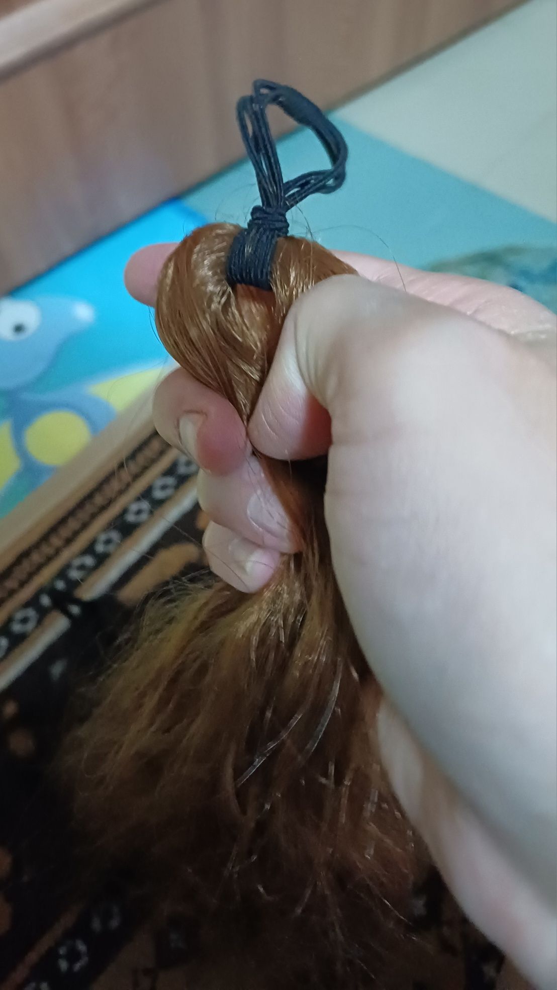 Волосы искусственный, хвостик,  черный, шатен,новый.