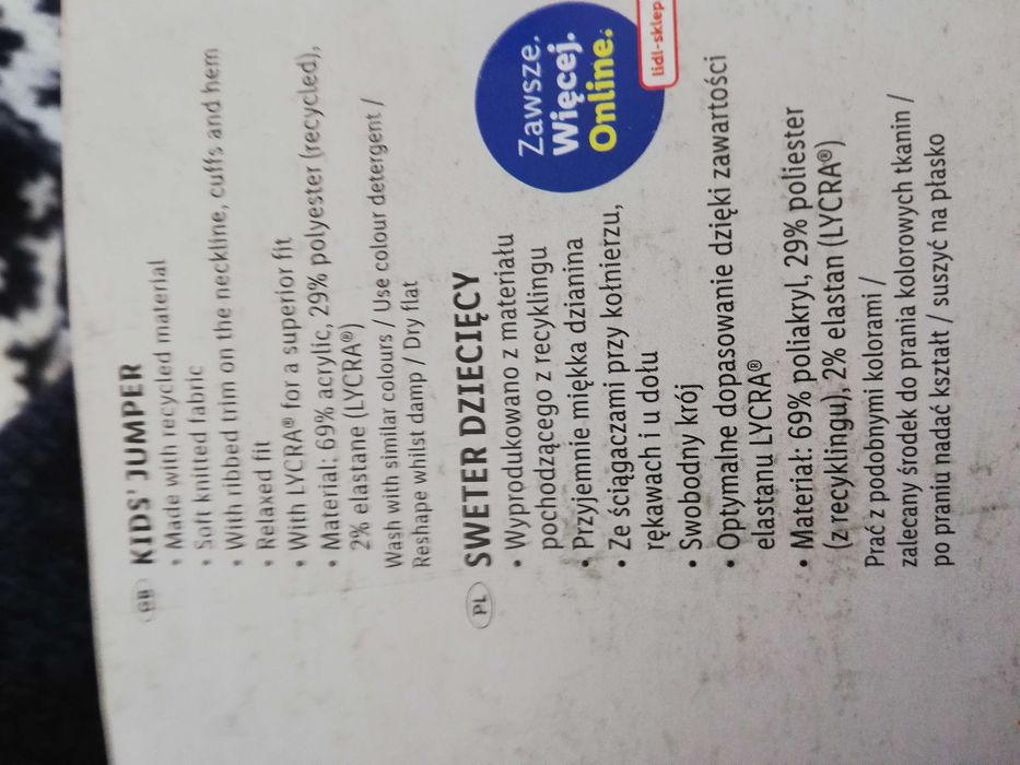 Sweterek dziecięcy zimowy Lupilu 110/116.Wysyłka 1 zł