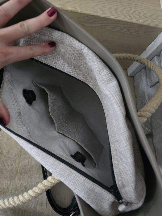 O bag torba kolor beżowy dodatkowe uchwyty