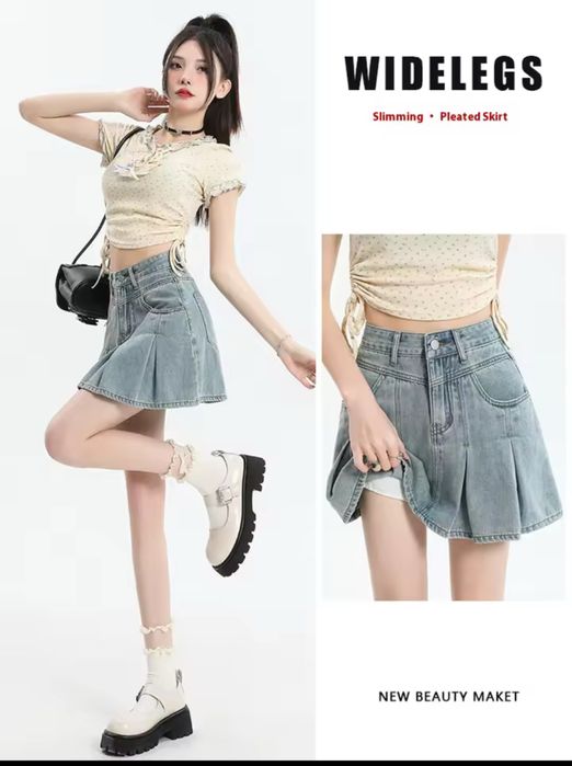 Шкільна спідниця з шортиками в стилі  y2k.