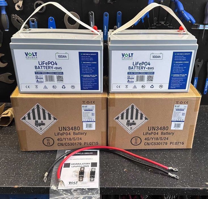 2x AKUMULATOR LiFePO4 12,8V 100Ah (100A) + BMS Volt Polska nowe