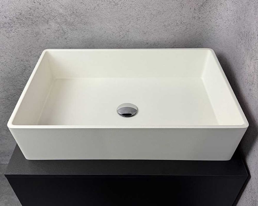 Прямокутний умивальник «Тоскана» Біла шагрень 600х380